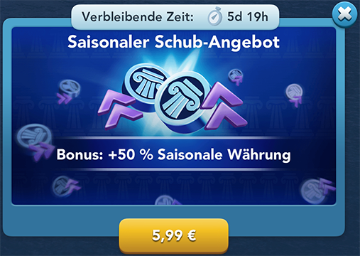 Saisonaler Schub Angebot Info