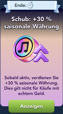 Schub+30 saisonale Währung Start