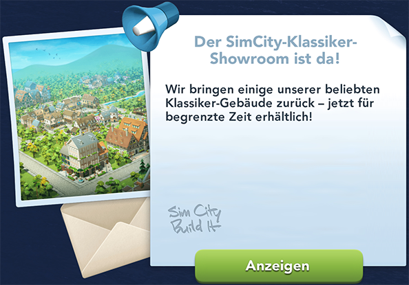 SimCity Klassiker Showroom Info