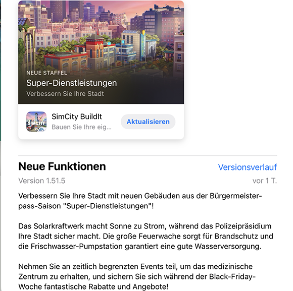 Update 1.51.5 Super Dienstleistungen